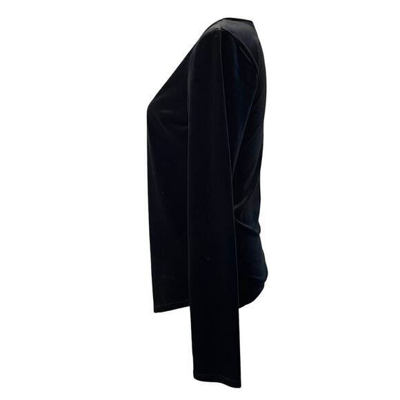 Sundance Blouse Womens Small Black Velvet Surplus Minimalist Witchy Goth Stretch - Picture 5 of 9